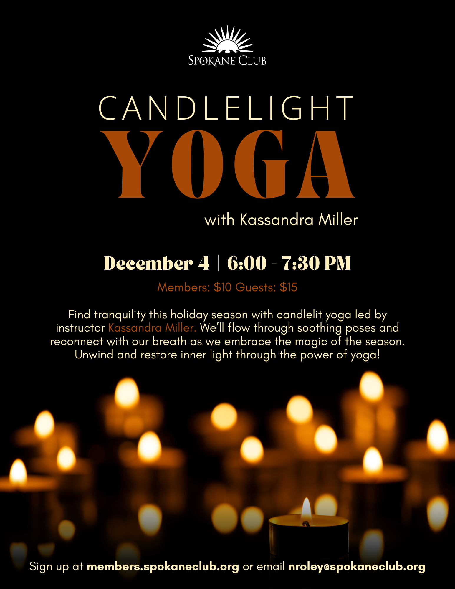 Candlelight Yoga 12/4/2023 Spokane Club